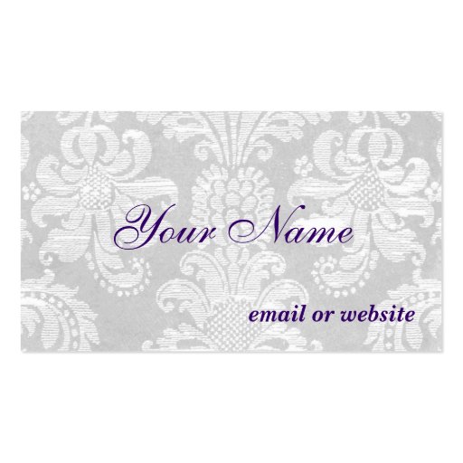 White Damask Business Card Template (front side)