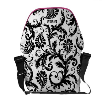 White Damask- You Choose Colors- rickshawmessengerbag