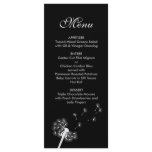 White Dandelion Wedding Menu Custom Rack Cards