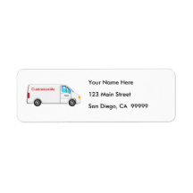 White Delivery Van - Customizable Custom Return Address Label