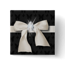 White Diamond Bow Sweet 16 Button