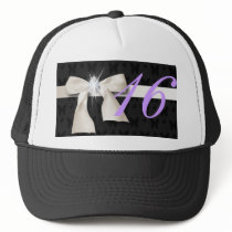 White Diamond Bow Sweet 16 Mesh Hat