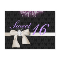 White Diamond Bow Sweet 16 Post Cards