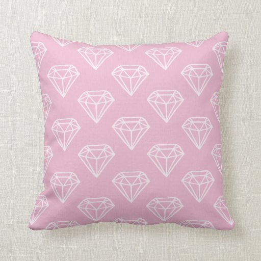 White Diamond Jewel Pattern Pink Throw Pillow Zazzle