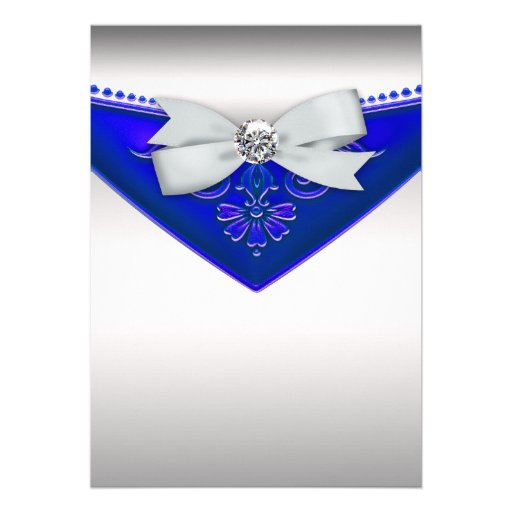 White Diamond Royal Blue Birthday Party Invitation