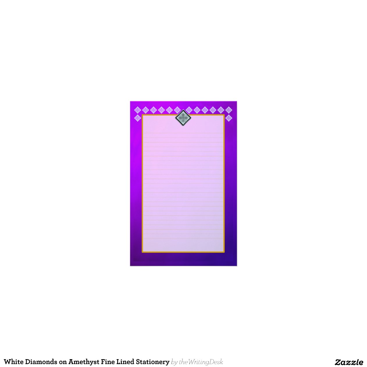 White Diamonds on Amethyst Fine Lined Stationery Stationery Design Zazzle