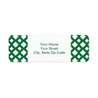 White Diamonds on Green return address label