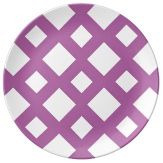 White Diamonds on Lavender Porcelain Plate