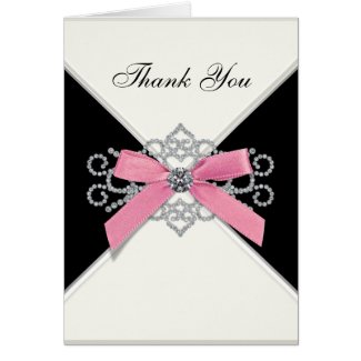 White Diamonds Pink and Black Thank You