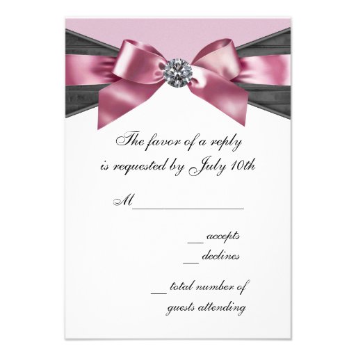 White Diamonds Pink Black Sweet 16 Birthday Party Invitations