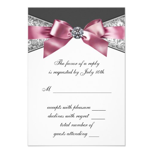 White Diamonds Pink Black Sweet 16 Birthday Party Announcement