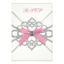 White Diamonds Pink Sweet 16 Birthday Party Personalized Invite