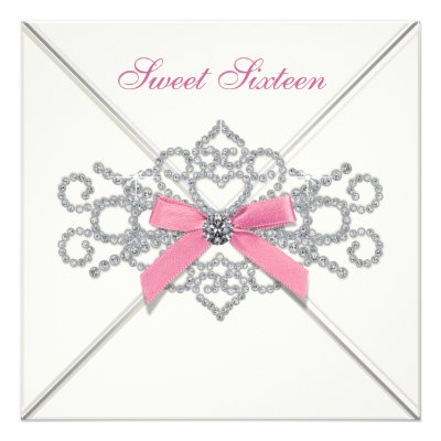 White Diamonds Pink Sweet 16 RSVP Announcement