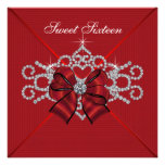 White Diamonds Red Sweet 16 Birthday Party Invitation