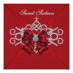 White Diamonds Red Sweet 16 Birthday Party Invitation