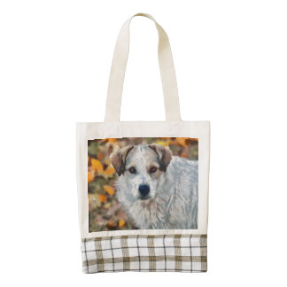 White dog painting zazzle HEART tote bag