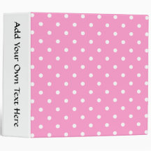 White Dots, Pink Polka Dots Pattern. Vinyl Binder