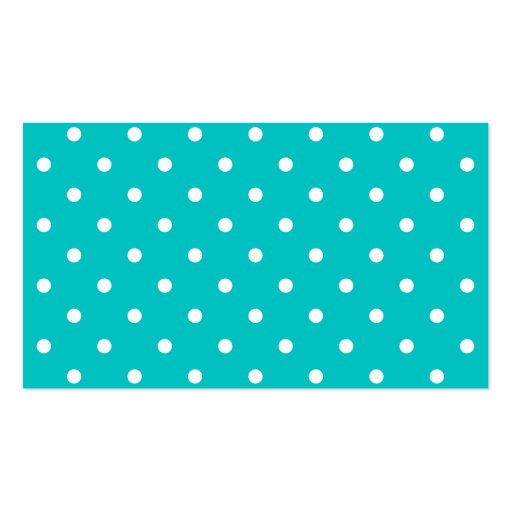 White dots, Teal Polka Dot Pattern. Business Card Templates (back side)