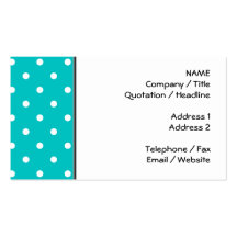 White dots, Teal Polka Dot Pattern. Business Card Templates