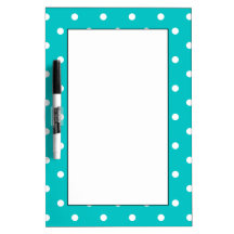 White dots, Teal Polka Dot Pattern. Dry Erase Boards