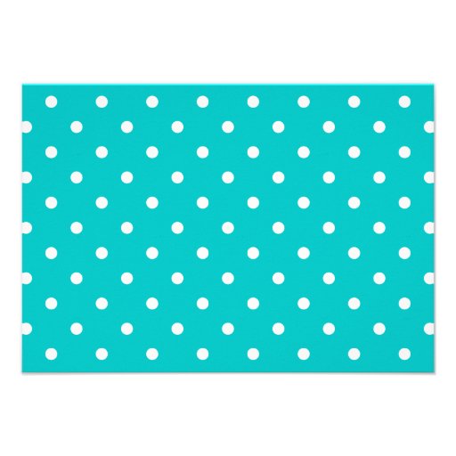 White dots, Teal Polka Dot Pattern. Personalized Invitation