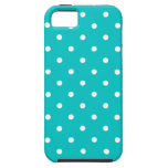 White dots, Teal Polka Dot Pattern. iPhone 5 Cases