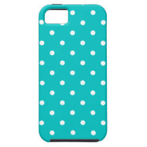 White dots, Teal Polka Dot Pattern. iPhone 5 Cases