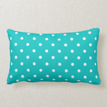 White dots, Teal Polka Dot Pattern. Pillow