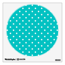 White dots, Teal Polka Dot Pattern. Wall Sticker