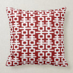 White Double Happiness Pattern Red Chinese Wedding pillows