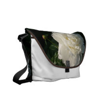  White Double Peonies Messenger Bag