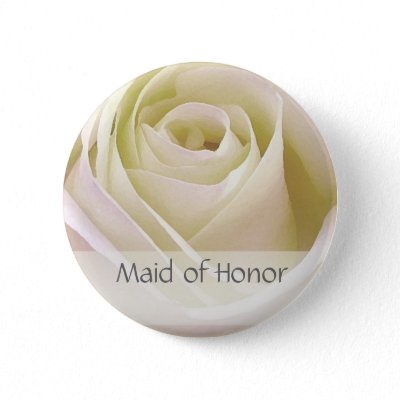 White double rose Maid of Honor Button