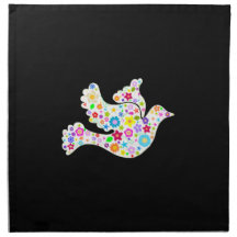 White Dove of flowers Cloth Napkins