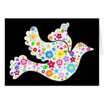 White Dove of Flowers Greeting Card