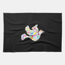White Dove of flowers Hand Towels