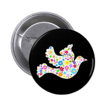 White Dove of Flowers Pin