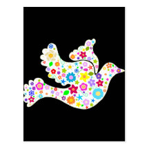 White Dove of Flowers Post Cards