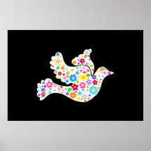 White Dove of flowers Print