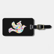 White Dove of flowers Tags For Bags