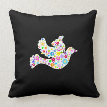 White Dove of flowers Throw Pillow