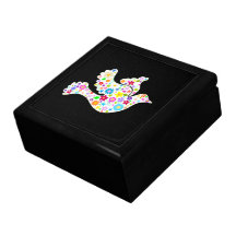 White Dove of flowers Trinket Boxes
