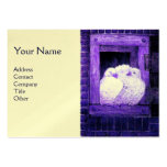 WHITE DOVES AT THE WINDOW,monogram pearl blue Business Card