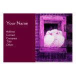 WHITE DOVES AT THE WINDOW,monogram purple red Business Cards