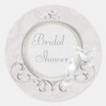 White Doves & Paisley Lace Bridal Shower Sticker