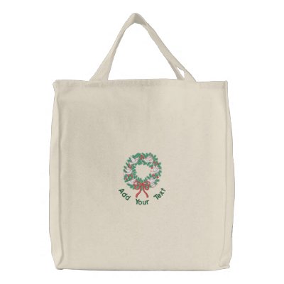 White Doves Wreath Embroidered Bag by Embroidery4U