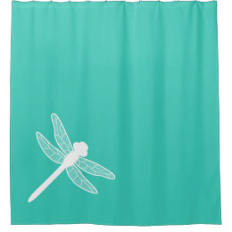 White Dragonfly Silhouette On Turquoise