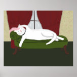 White Drama Kitty Funny Illustration Poster Print