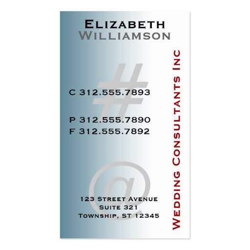 White Dress Bridal Consultant Business Cards (back side)