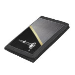 White Drilling Rig Silhouette on Black and Metal Wallet