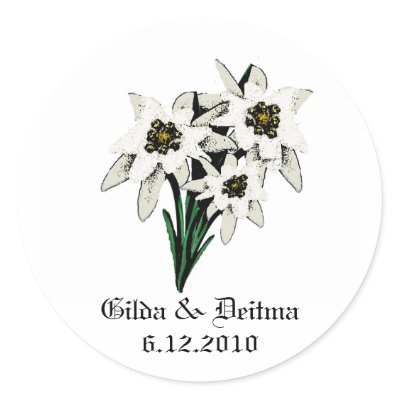 White Edelweiss Wedding Stickers